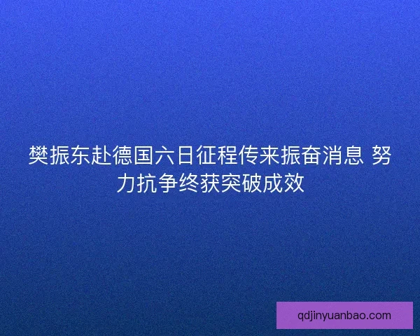 樊振东赴德国六日征程传来振奋消息 努力抗争终获突破成效